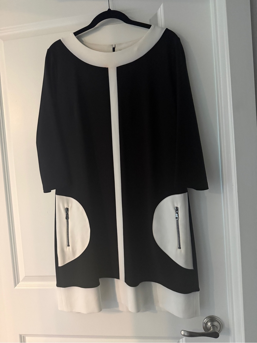 Joseph Ribkoff Black and White A-Line Colorblock dress
